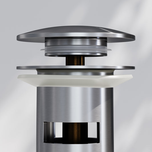 Luxe Brushed Stainless Slotted Click Clack Basin Waste