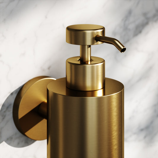 Luxe Brushed Gold Wall Mounted Soap Dispenser