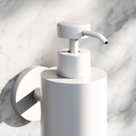 Luxe Silk Matte White Wall Mounted Soap Dispenser