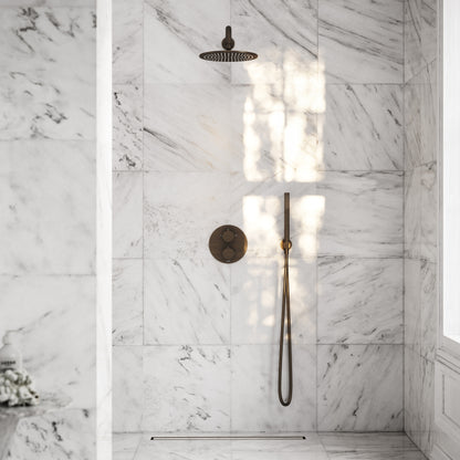 Luxe Brushed Bronze Thermostatic Shower with Handheld Shower