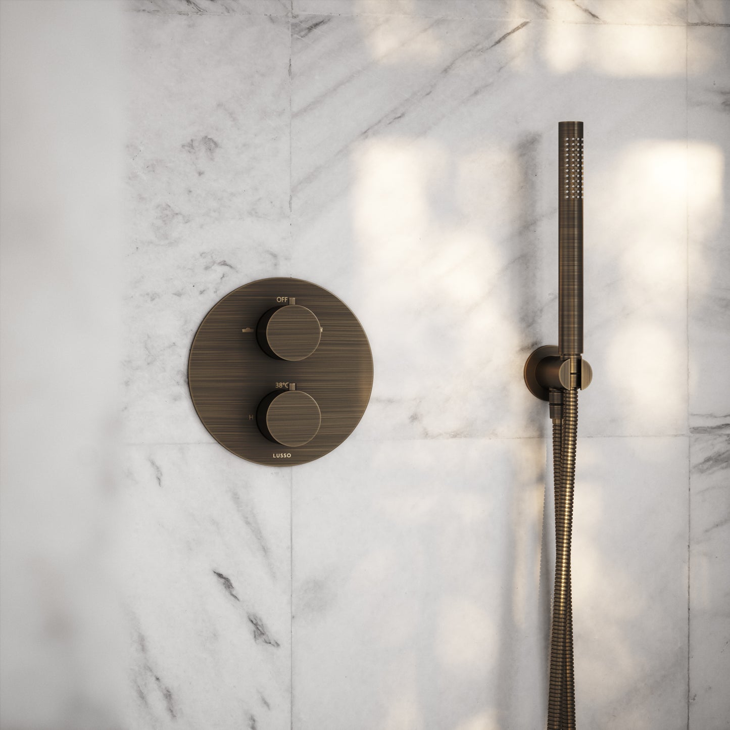 Luxe Brushed Bronze Thermostatic Shower with Handheld Shower