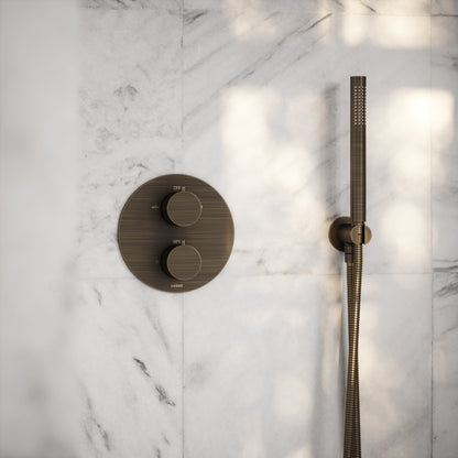 Luxe Brushed Bronze Thermostatic Shower with Handheld Shower