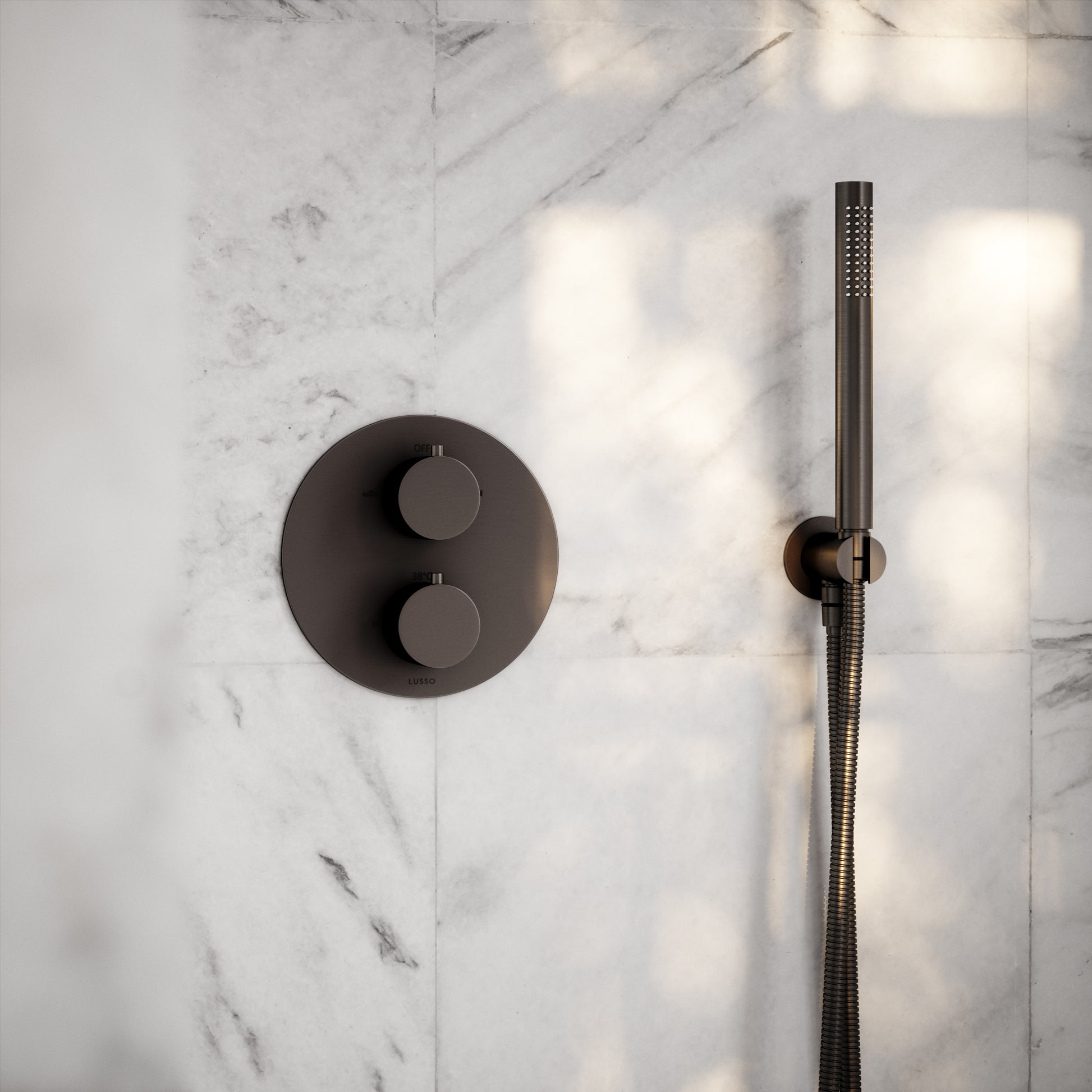 Luxe Deep Bronze Thermostatic Shower with Handheld Shower