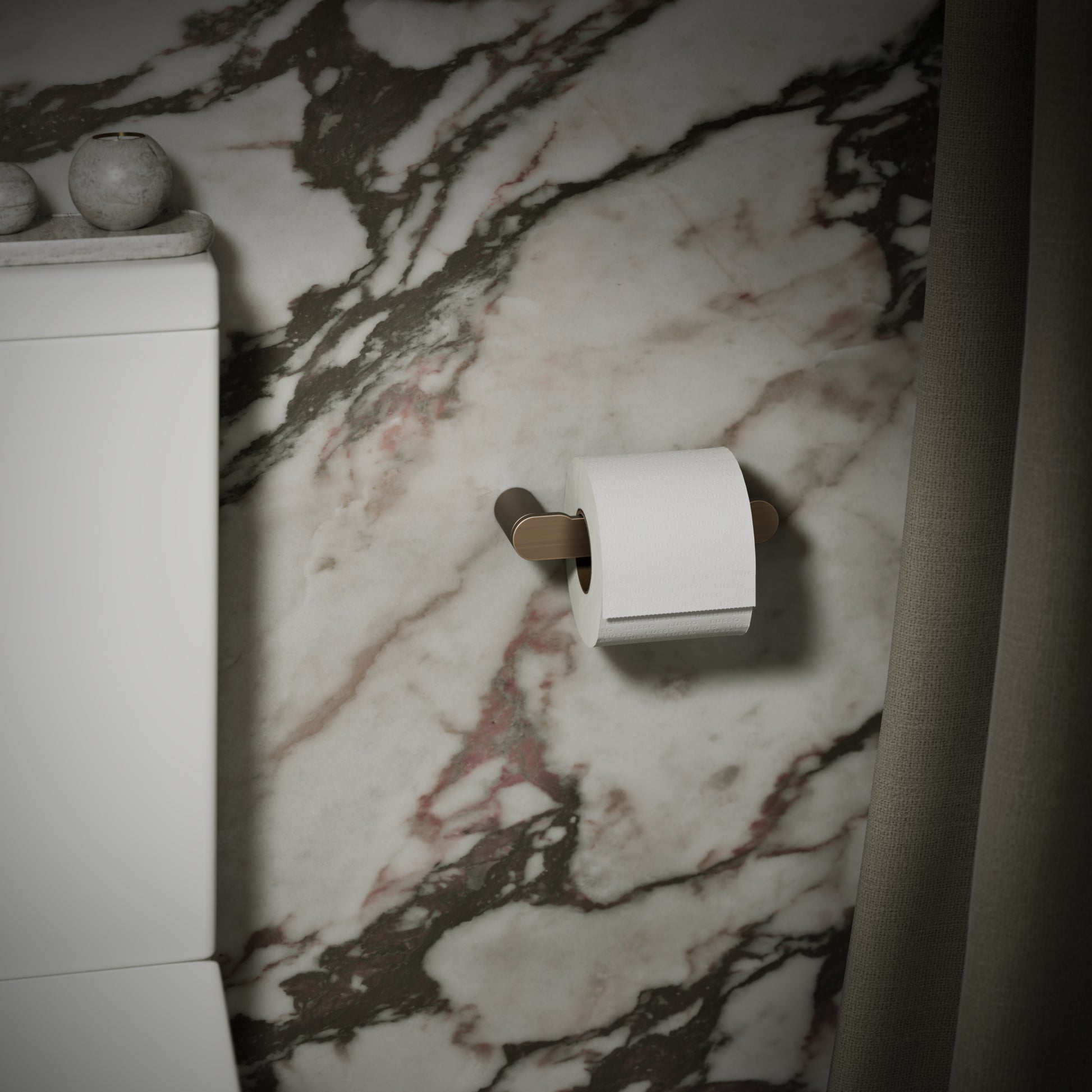 Luxe Brushed Bronze Toilet Roll Holder