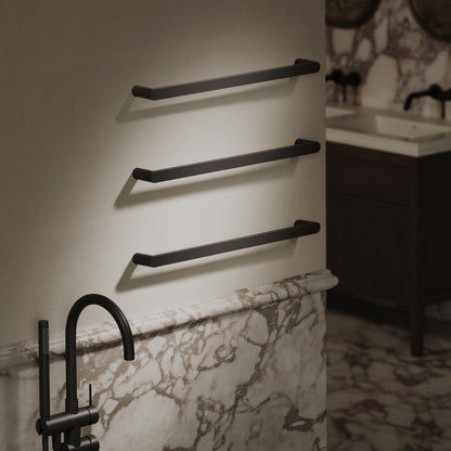 Luxe Matte Black 3 Bar Towel Rail 600mm