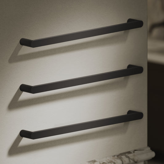 Luxe Matte Black 3 Bar Towel Rail 600mm
