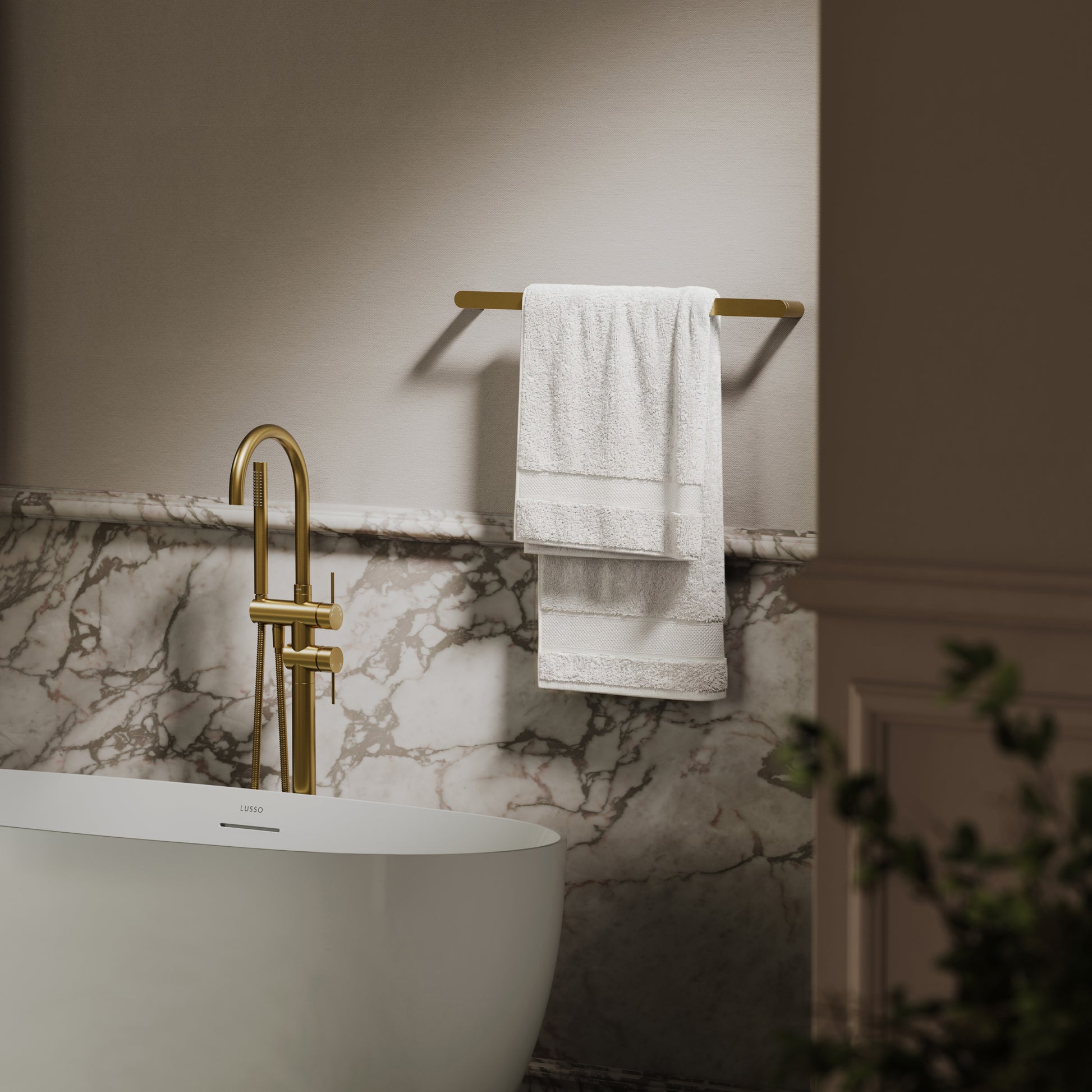 Luxe Brushed Gold Towel Bar Rail 600mm