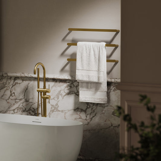 Luxe Brushed Gold 3 Bar Towel Rail 600mm