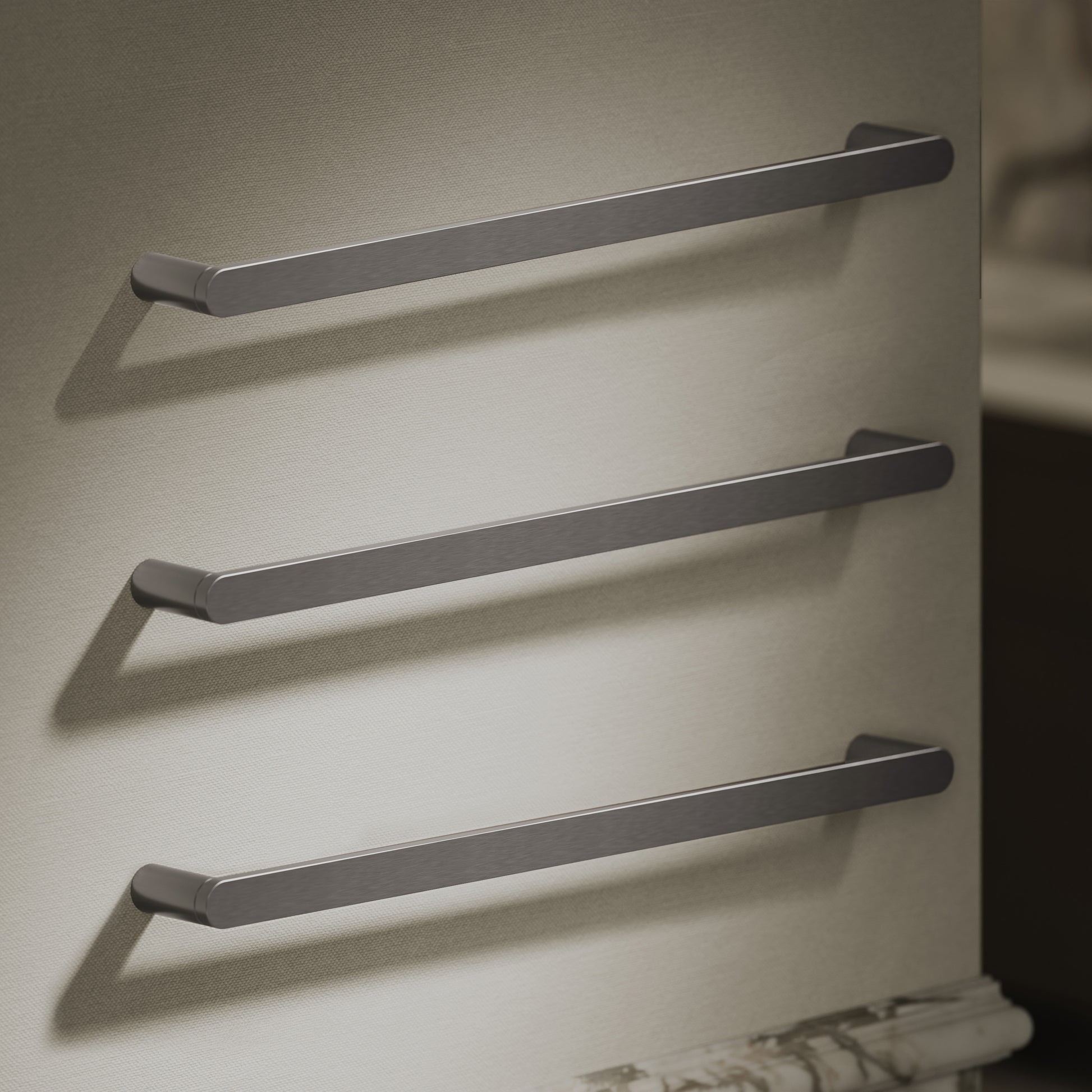 Luxe Brushed Stainless 3 Bar Towel Rail 600mm