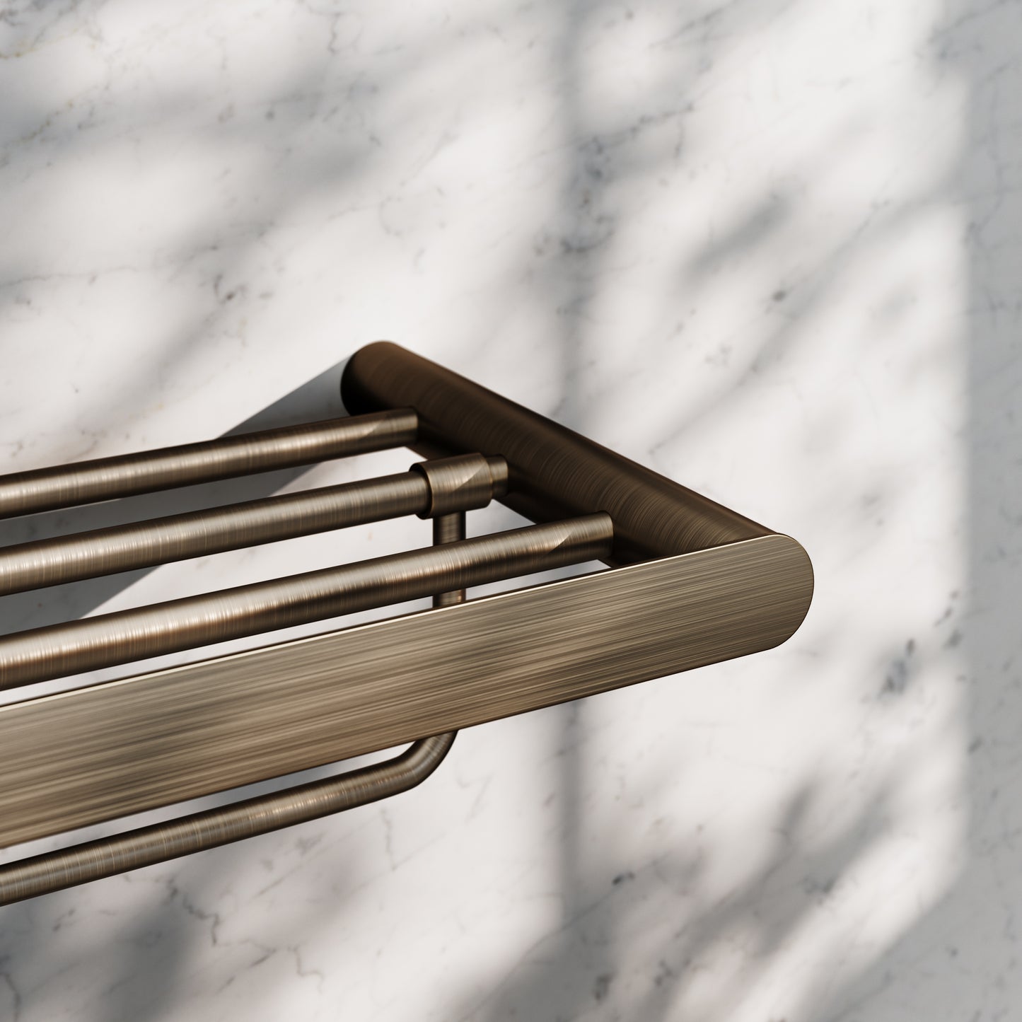 Luxe Brushed Bronze Towel Shelf With Rail 600mm