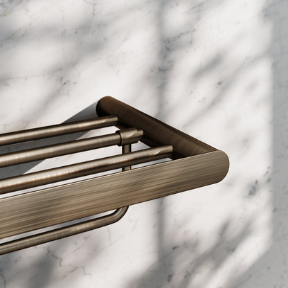 Luxe Brushed Bronze Towel Shelf With Rail 600mm