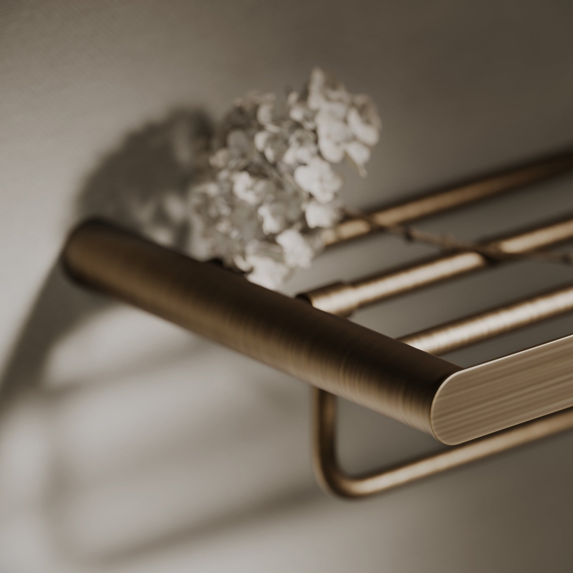 Luxe Brushed Bronze Towel Shelf With Rail 600mm