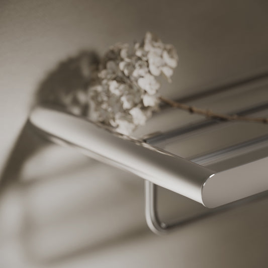Lusso Chrome Luxe Towel Shelf With Rail 600mm