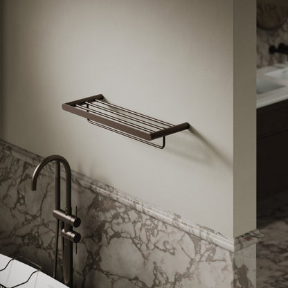Luxe Deep Bronze Towel Shelf With Rail 600mm