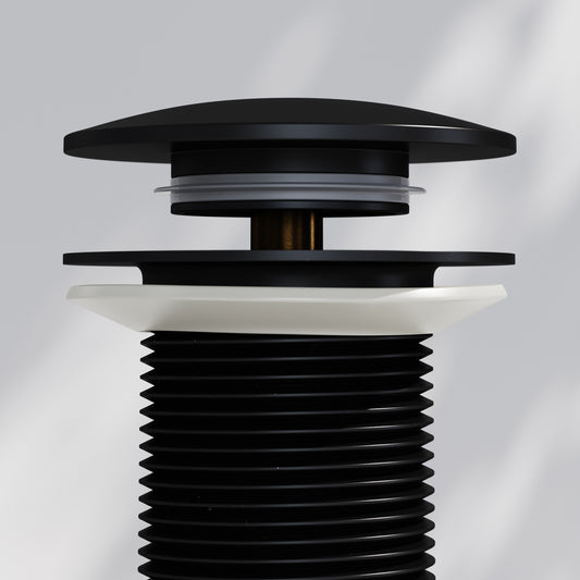 Luxe Matte Black Unslotted Click Clack Basin Waste