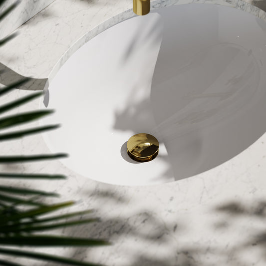 Luxe Polished Brass Unslotted Click Clack Basin Waste