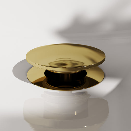 Luxe Polished Brass Unslotted Click Clack Basin Waste