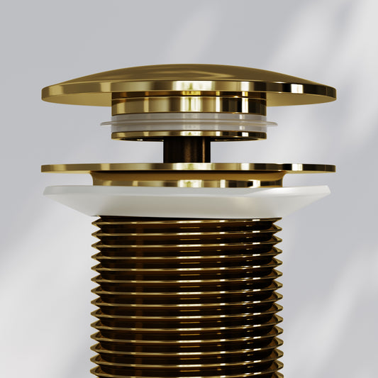 Luxe Polished Brass Unslotted Click Clack Basin Waste