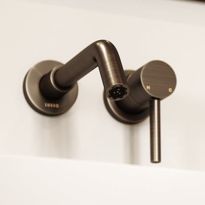 Luxe Brushed Bronze Wall Mounted Basin Mixer Tap