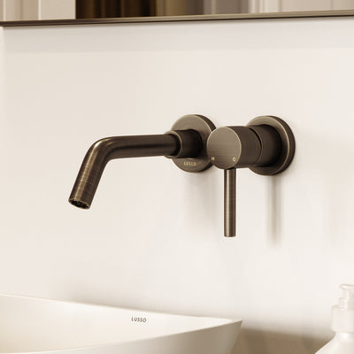 Luxe Brushed Bronze Wall Mounted Basin Mixer Tap