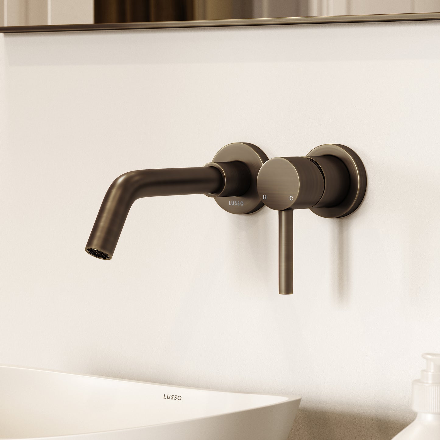 Luxe Brushed Bronze Wall Mounted Basin Mixer Tap
