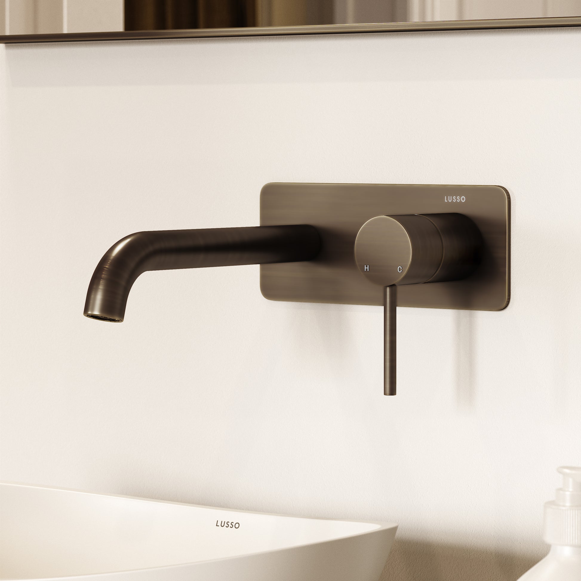 Luxe Brushed Bronze Wall Mounted Basin Mixer Tap V2