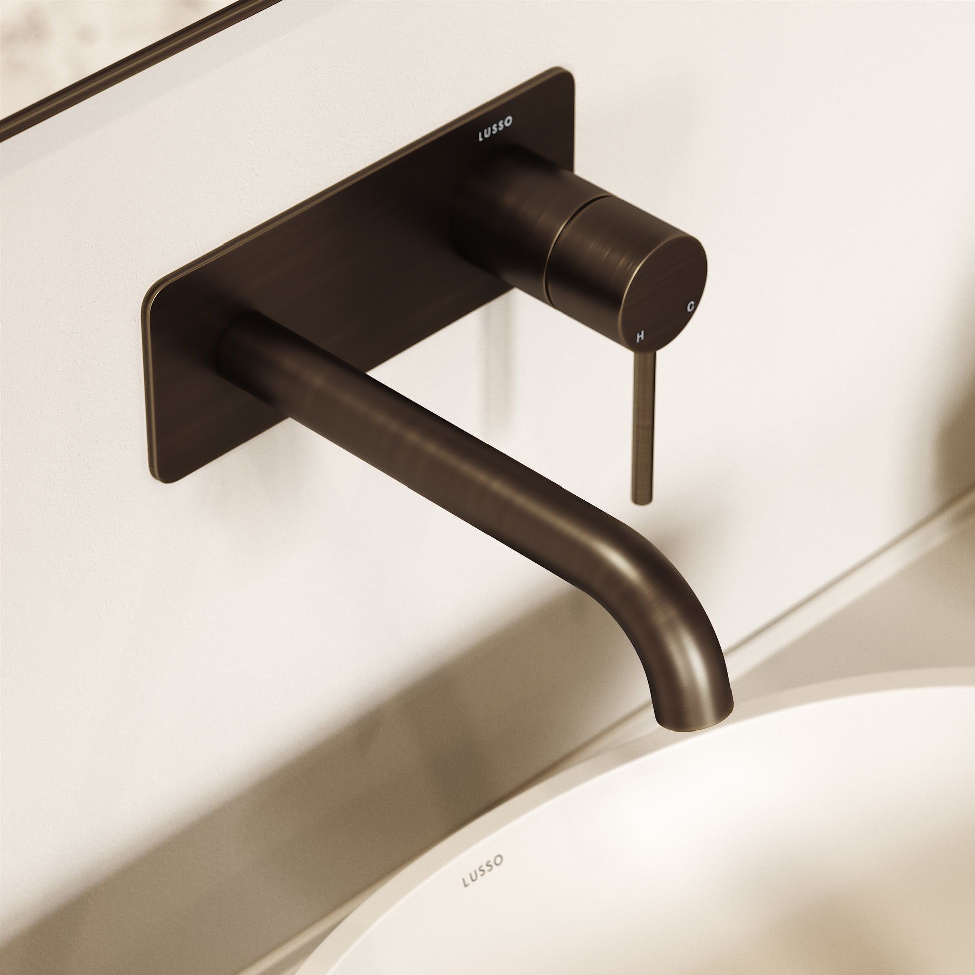 Luxe Brushed Bronze Wall Mounted Basin Mixer Tap V2