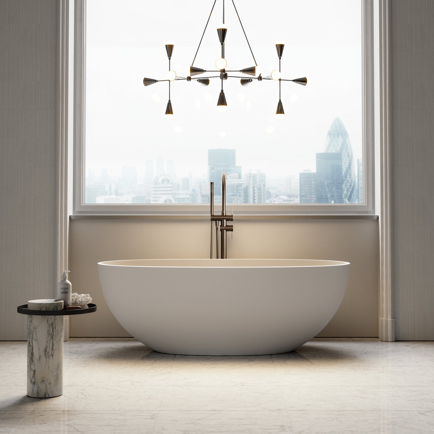 Luxe Brushed Bronze Floorstanding Bath Shower Mixer Tap