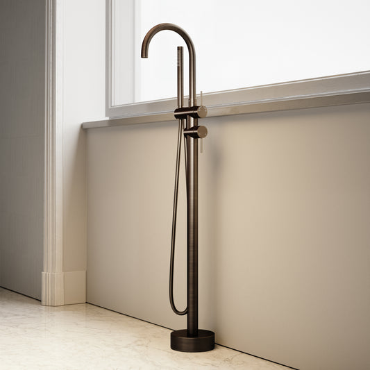 Luxe Brushed Bronze Floorstanding Bath Shower Mixer Tap
