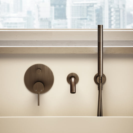 Luxe Brushed Bronze Wall Mounted Bath Shower Mixer Tap