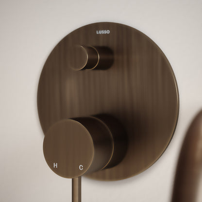 Luxe Brushed Bronze Wall Mounted Bath Shower Mixer Tap