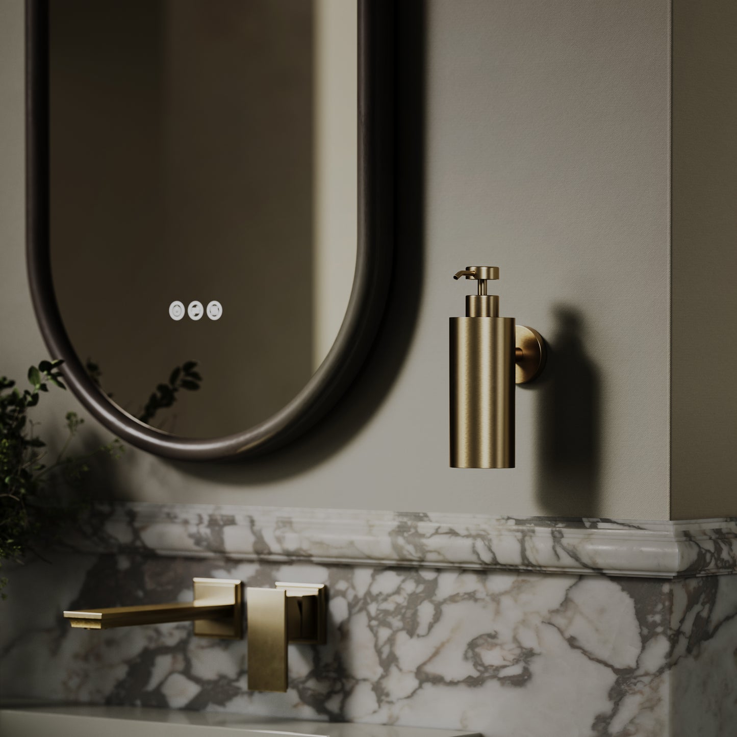 Luxe Brushed Gold Wall Mounted Soap Dispenser