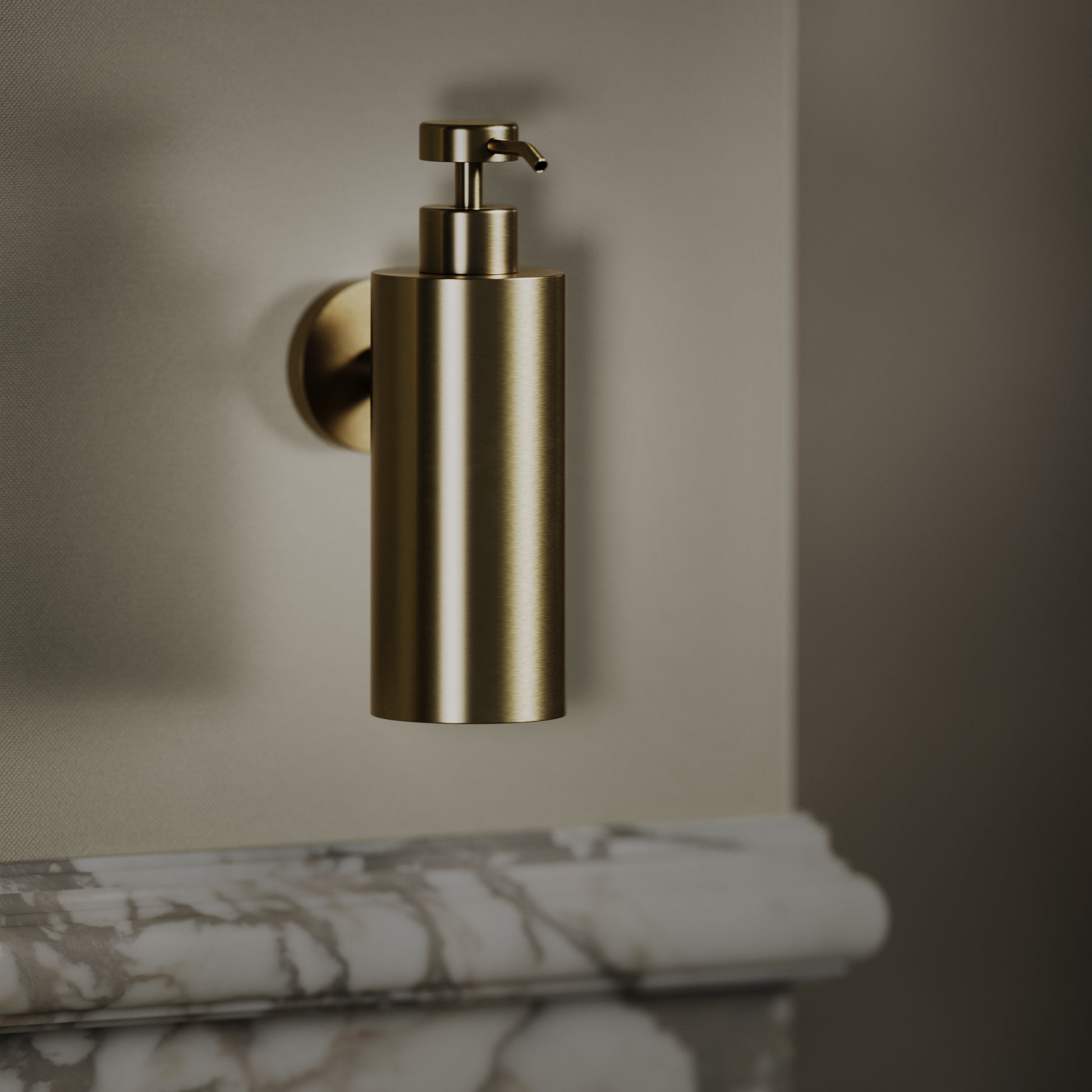 Luxe Brushed Gold Wall Mounted Soap Dispenser