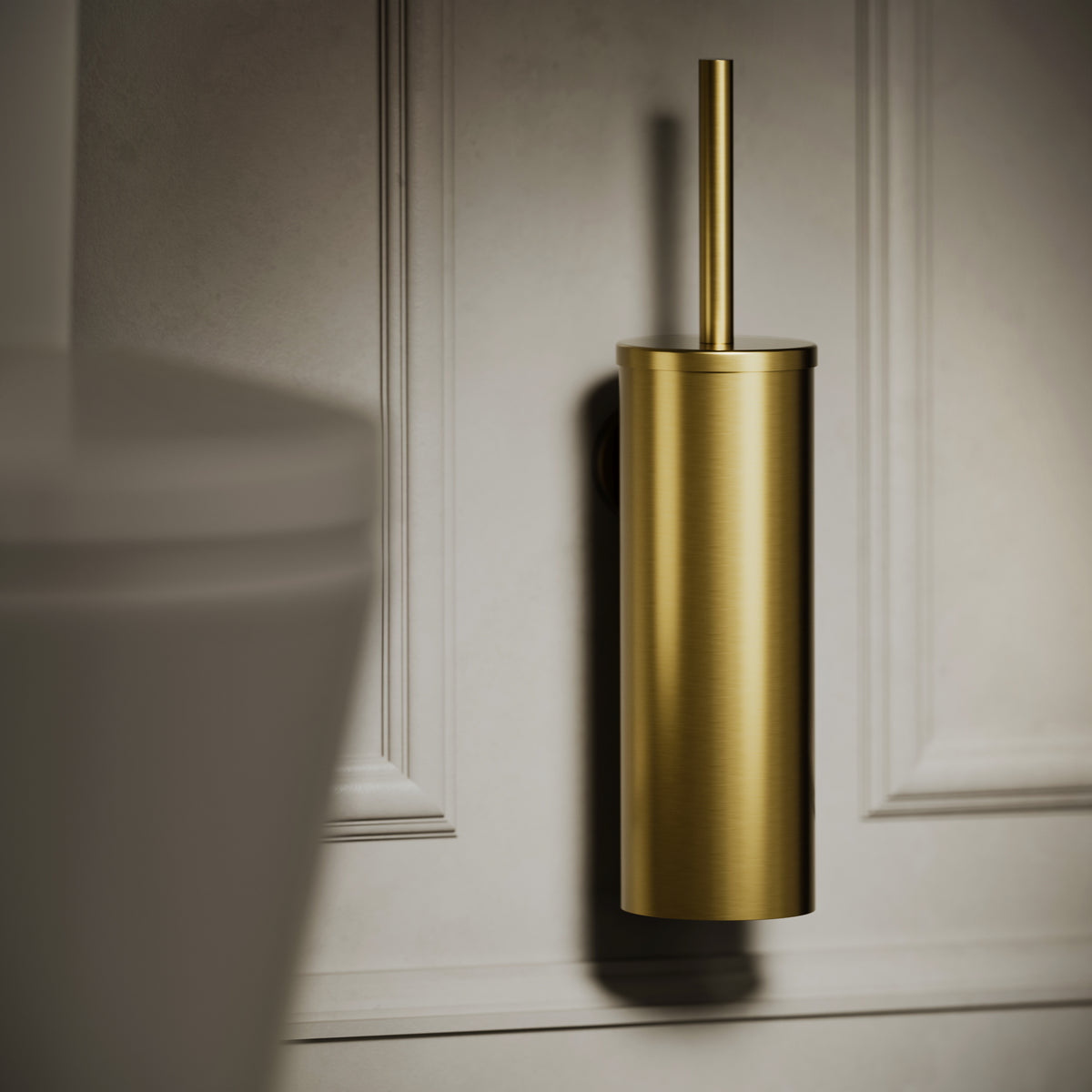 Luxe Brushed Gold Wall Mounted Toilet Brush