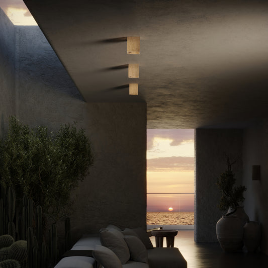 Mastro Travertine Square Ceiling Light 100mm