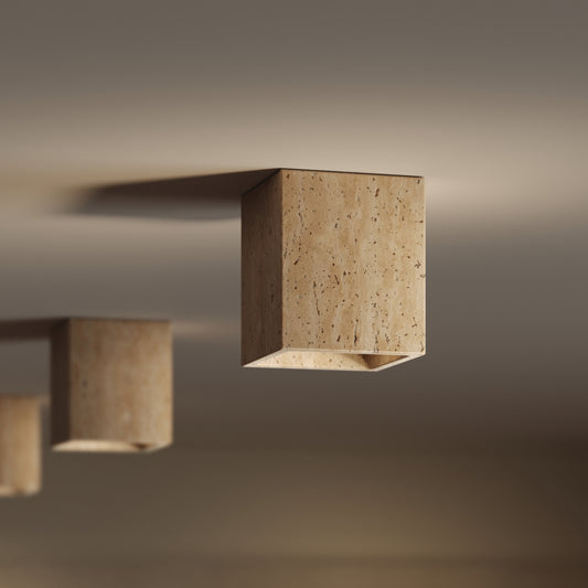 Mastro Travertine Square Ceiling Light 100mm
