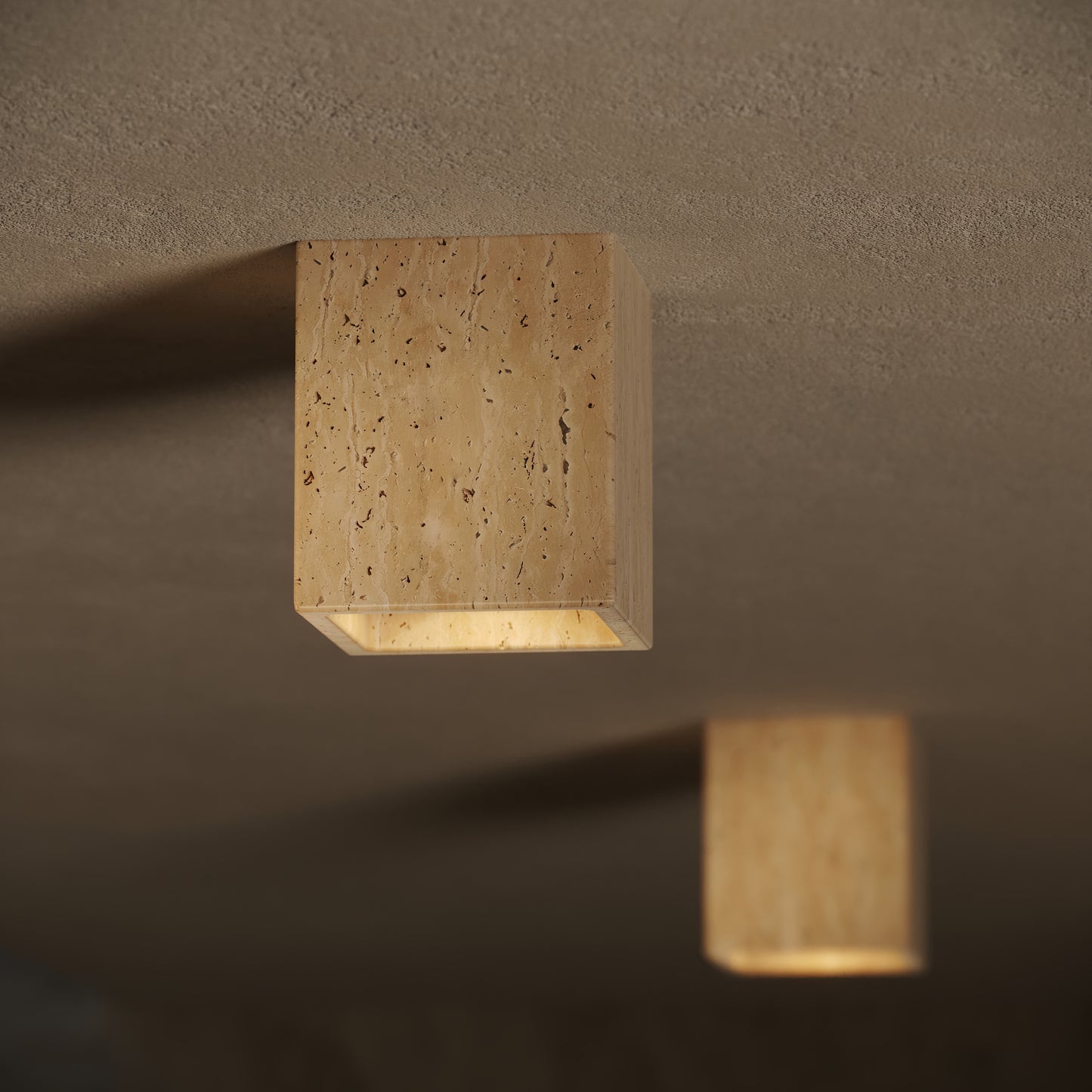 Mastro Travertine Square Ceiling Light 100mm