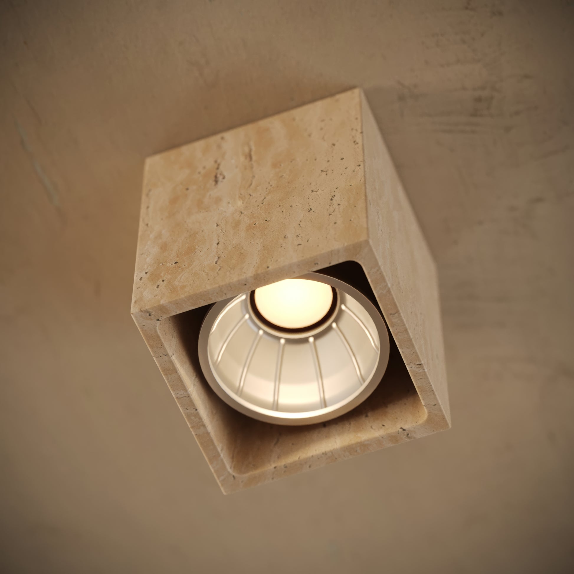 Mastro Travertine Square Ceiling Light 100mm