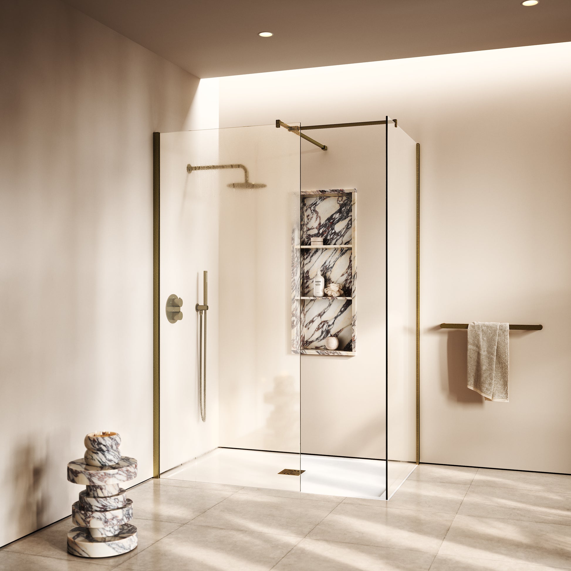Modular Aged Bronze Complete Walk In Shower Enclosure - KIT B - All Sizes