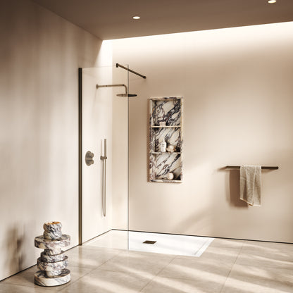 Modular Brushed Bronze Complete Walk In Shower Enclosure - KIT A - All Sizes