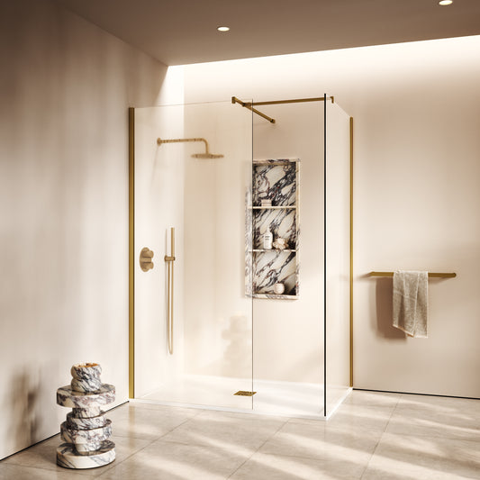 Modular Complete Walk In Shower Enclosure Brushed Gold - KIT B (ALL SIZES)