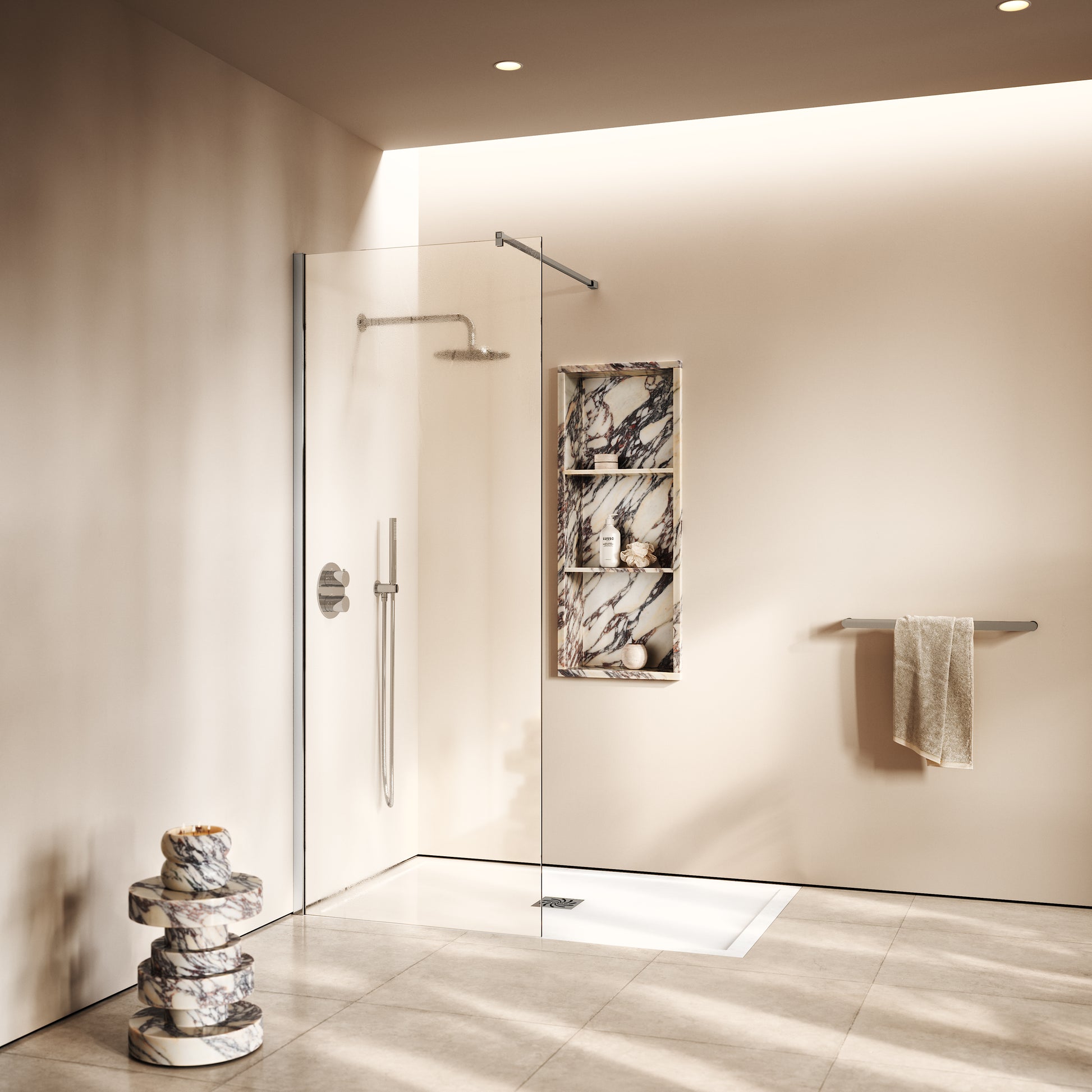 Modular Chrome Complete Walk In Shower Enclosure - KIT A - All Sizes