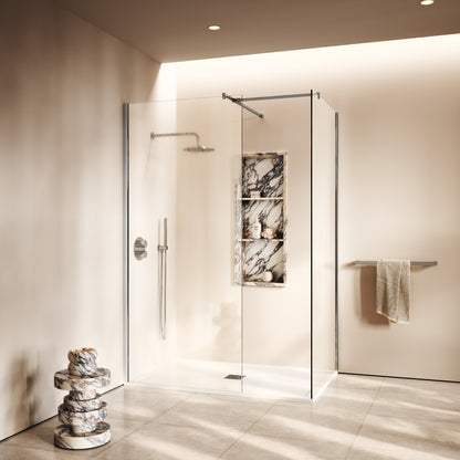Modular Complete Walk In Shower Enclosure Chrome - KIT B (ALL SIZES)