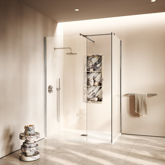 Modular Complete Walk In Shower Enclosure Chrome - KIT B (ALL SIZES)