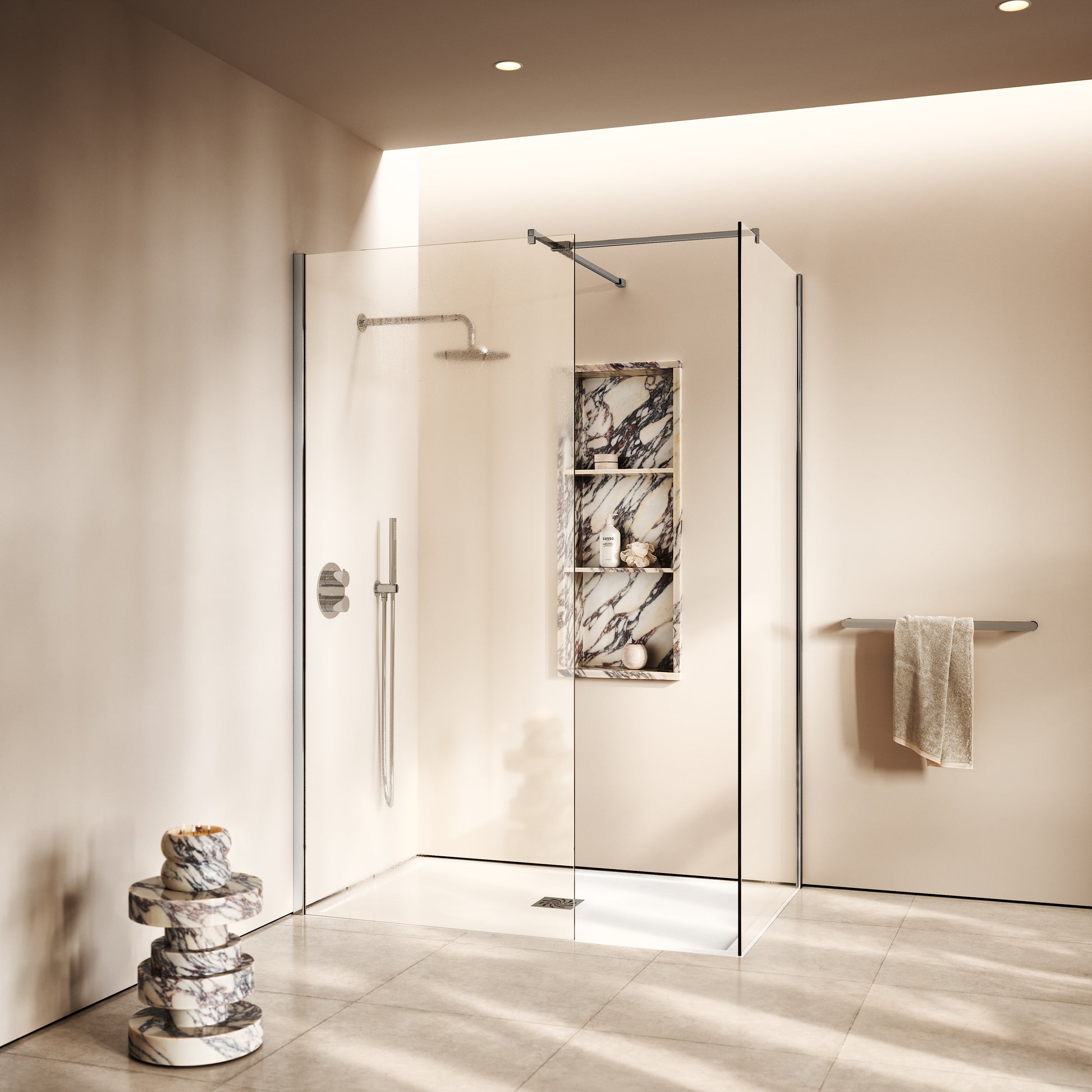 Modular Complete Walk In Shower Enclosure Chrome - KIT B (ALL SIZES)
