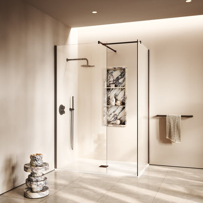 Modular Deep Bronze Complete Walk In Shower Enclosure - KIT B - All Sizes