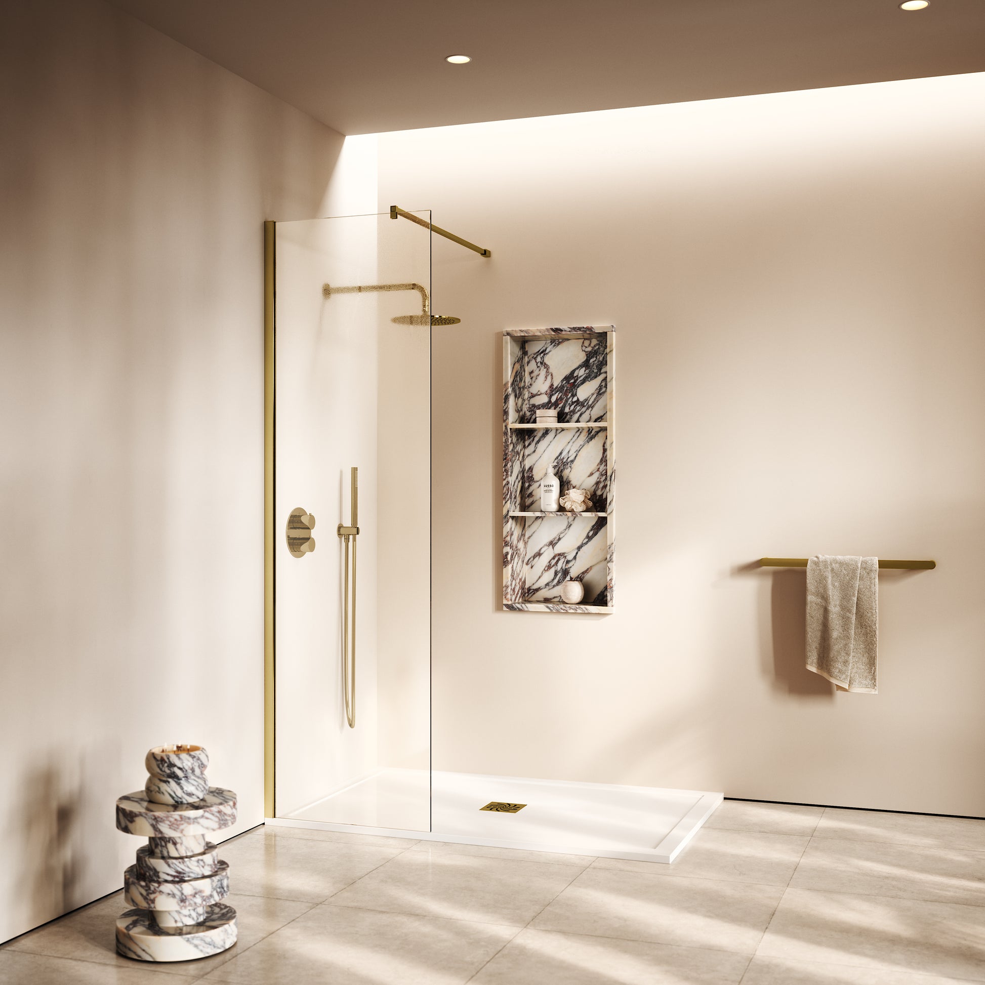 Modular Shower Screen Polished Brass (ALL SIZES)