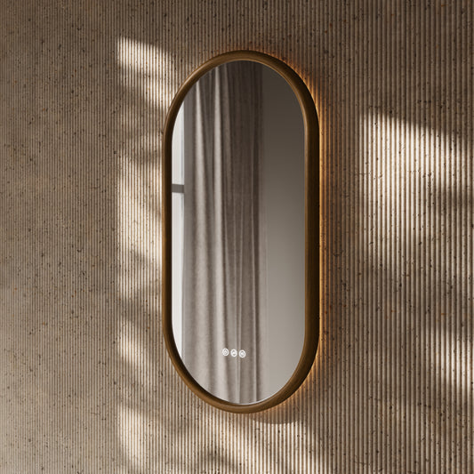 Cheval Honey Oak Oval Mirror with LED and Demister 450mm