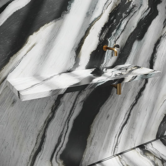 Levitare Panda Marble Ultra Thin Wall Mounted Basin 1200mm (Offset Waste)