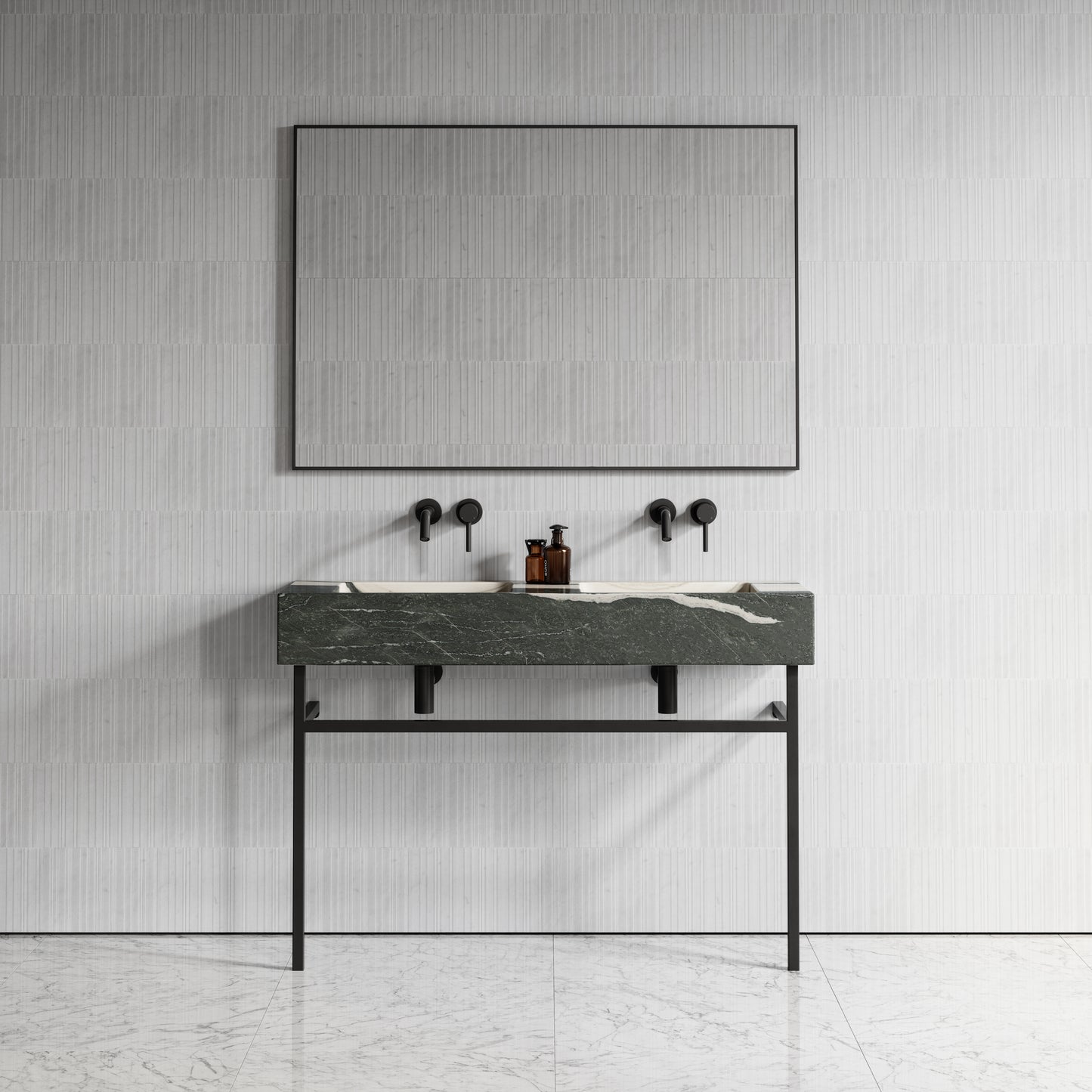 Vernante Panda Marble Matte Black Vanity Unit 1200mm